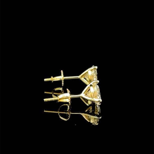 998282 | 925 Moissanite 2CTW Gold 3-Prong Earrings