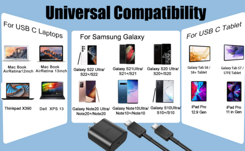45W USB-C Super Fast Wall Charger 10FT Cable For Samsung Galaxy S20